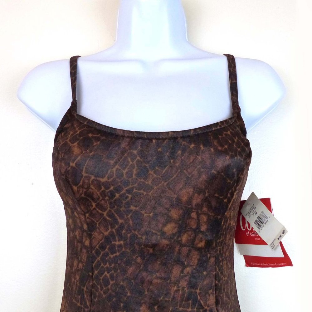 Cole of California VTG 90s Snake Brown Skirted Swim Suit One Piece Women 8 NWT - Picture 2 of 12
